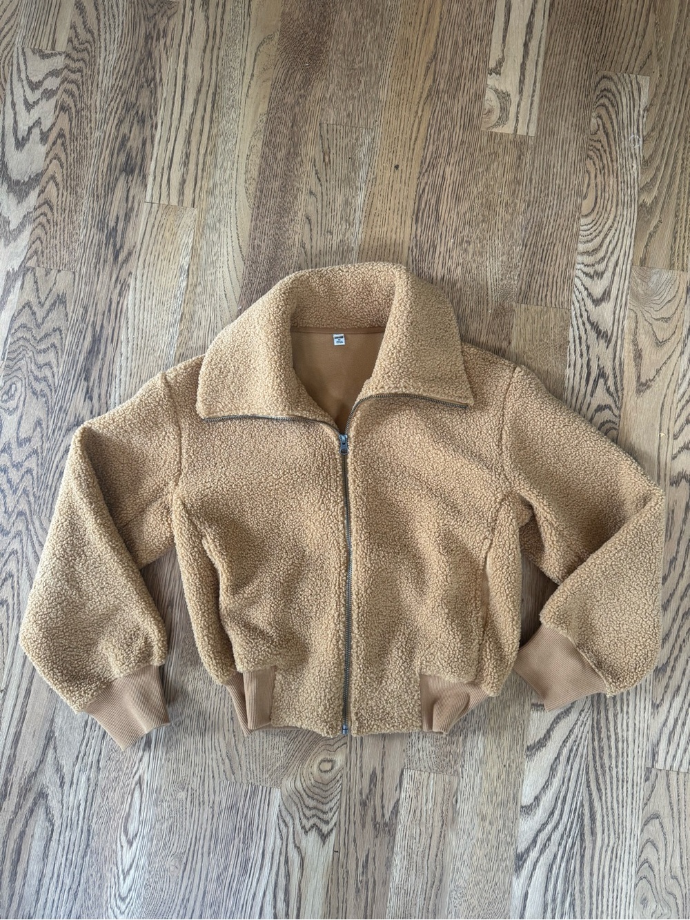 Teddy Fleece Zip-Up Jacket - Camel